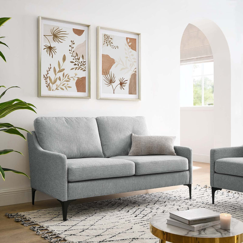 Light Gray Upholstered Fabric Loveseat I7047