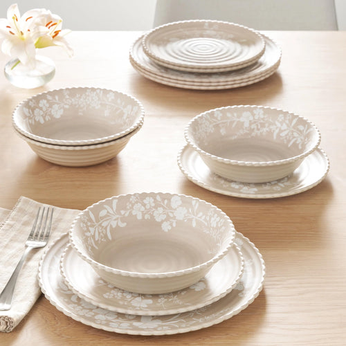12-Piece Bamboo Melamine Dinnerware Set R3936