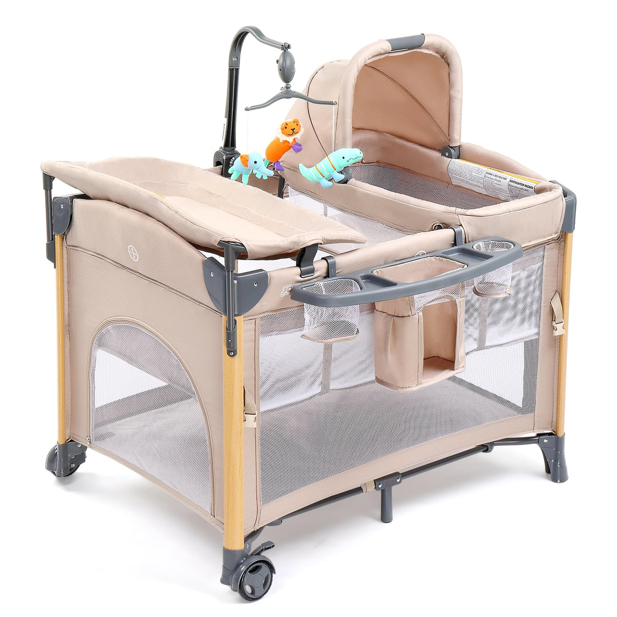 7 in 1 Bedside Bassinet with Changing Table, Storage Shelf, Mattress S943127