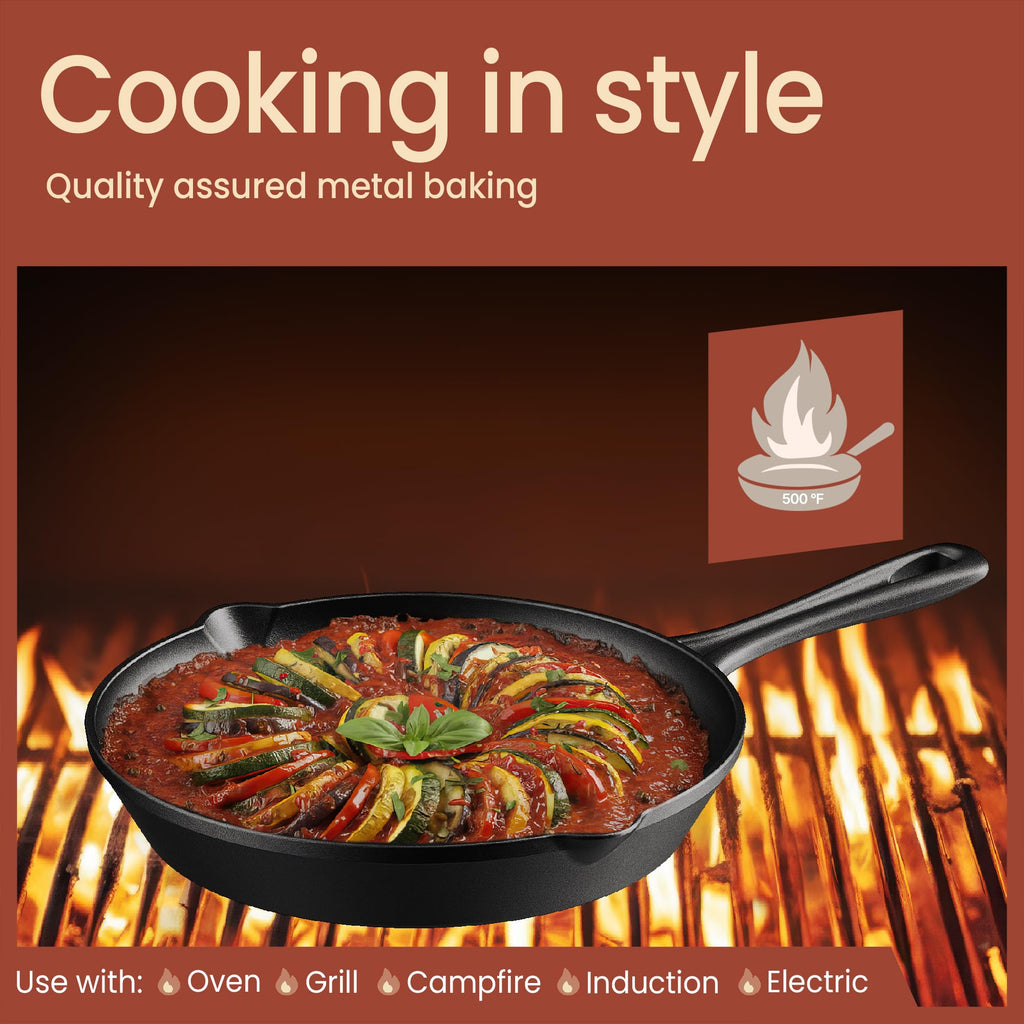 10" Pre Seasoned Cast Iron Skillet with Glass Lid M302