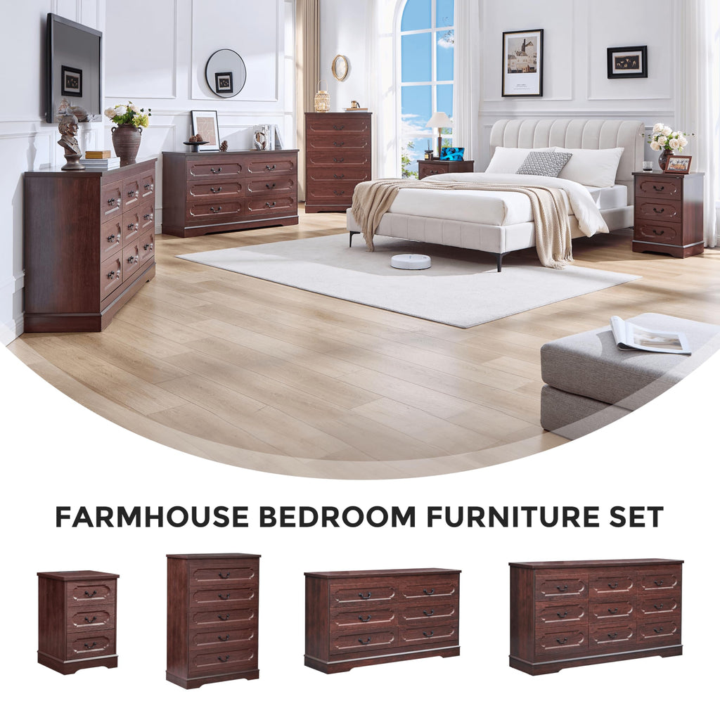 Cherry 3 Drawer Dresser with Charging Station L62431