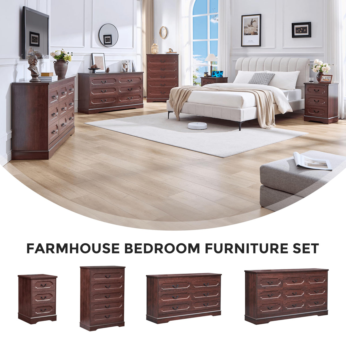 Cherry 3 Drawer Dresser with Charging Station L62431