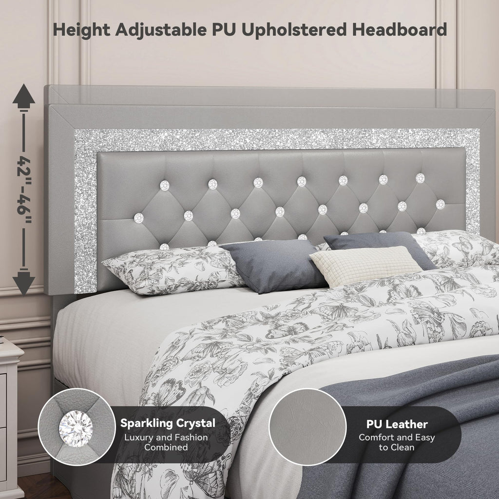 Twin LED Bed Frame with Adjustable Headboard Q391