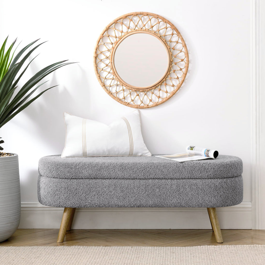 Oval Storage Bench with Rubber Wood Legs P881239