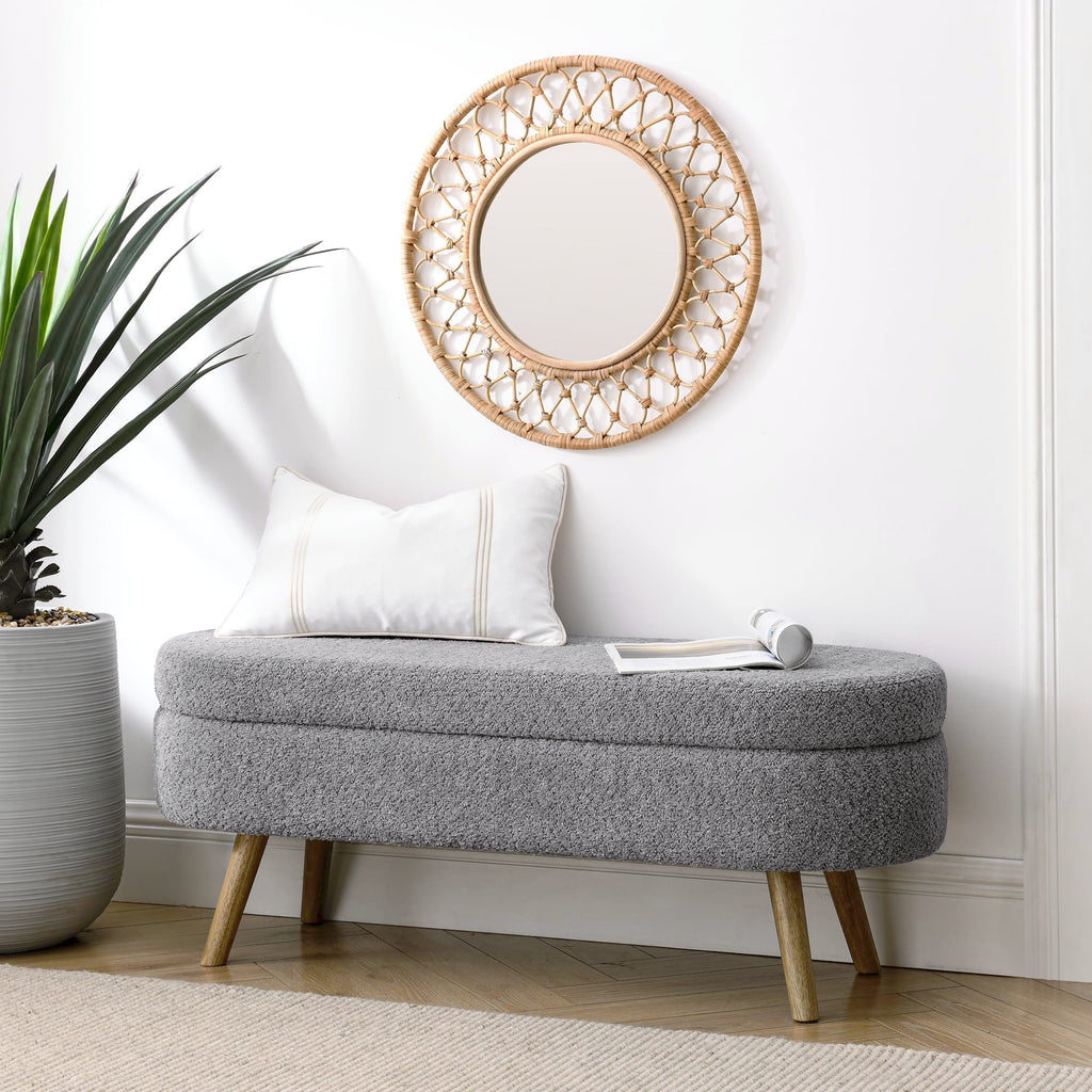 Oval Storage Bench with Rubber Wood Legs P881239