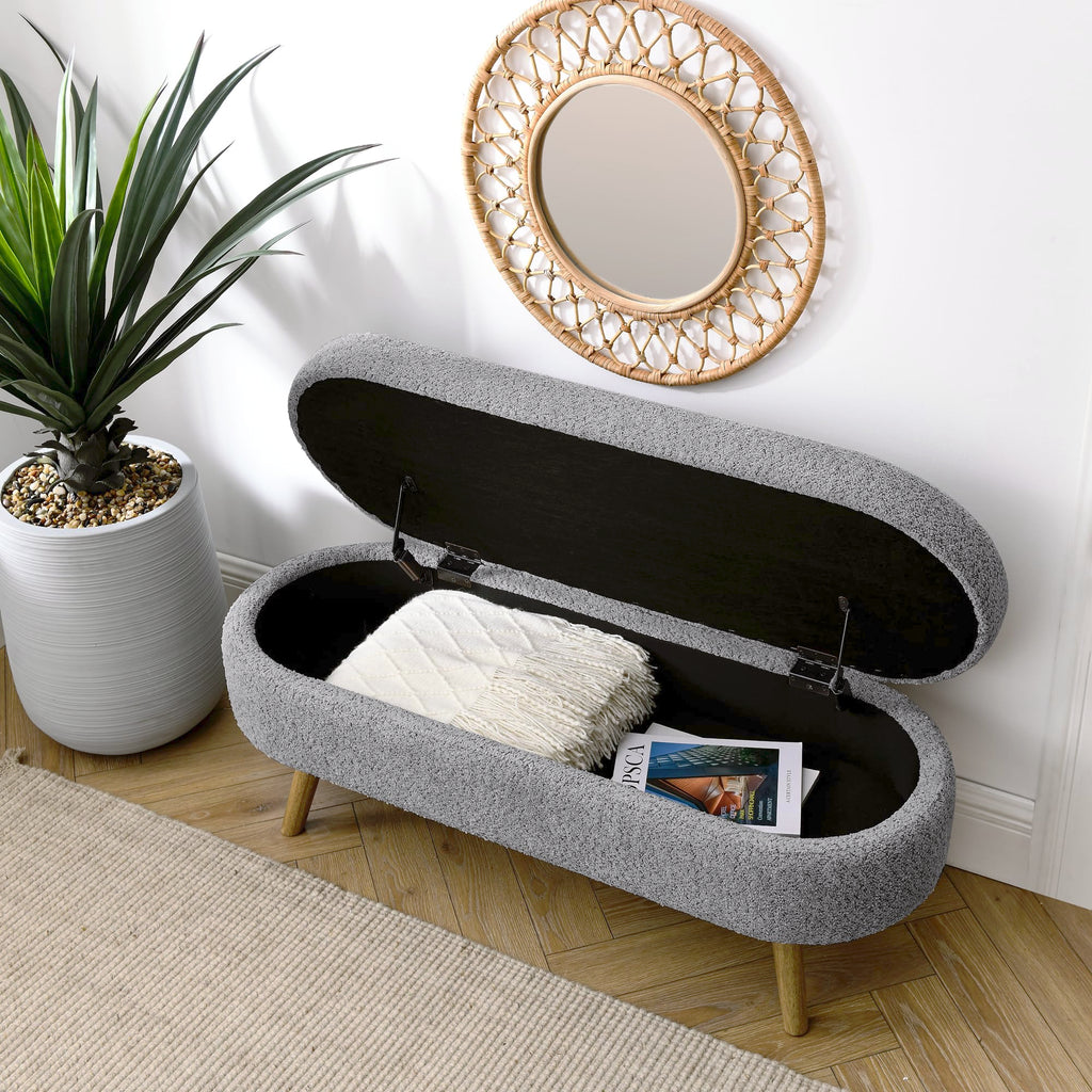 Oval Storage Bench with Rubber Wood Legs P881239