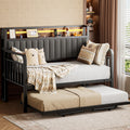 Brown Metal Daybed with Trundle and Storage Headboard S854