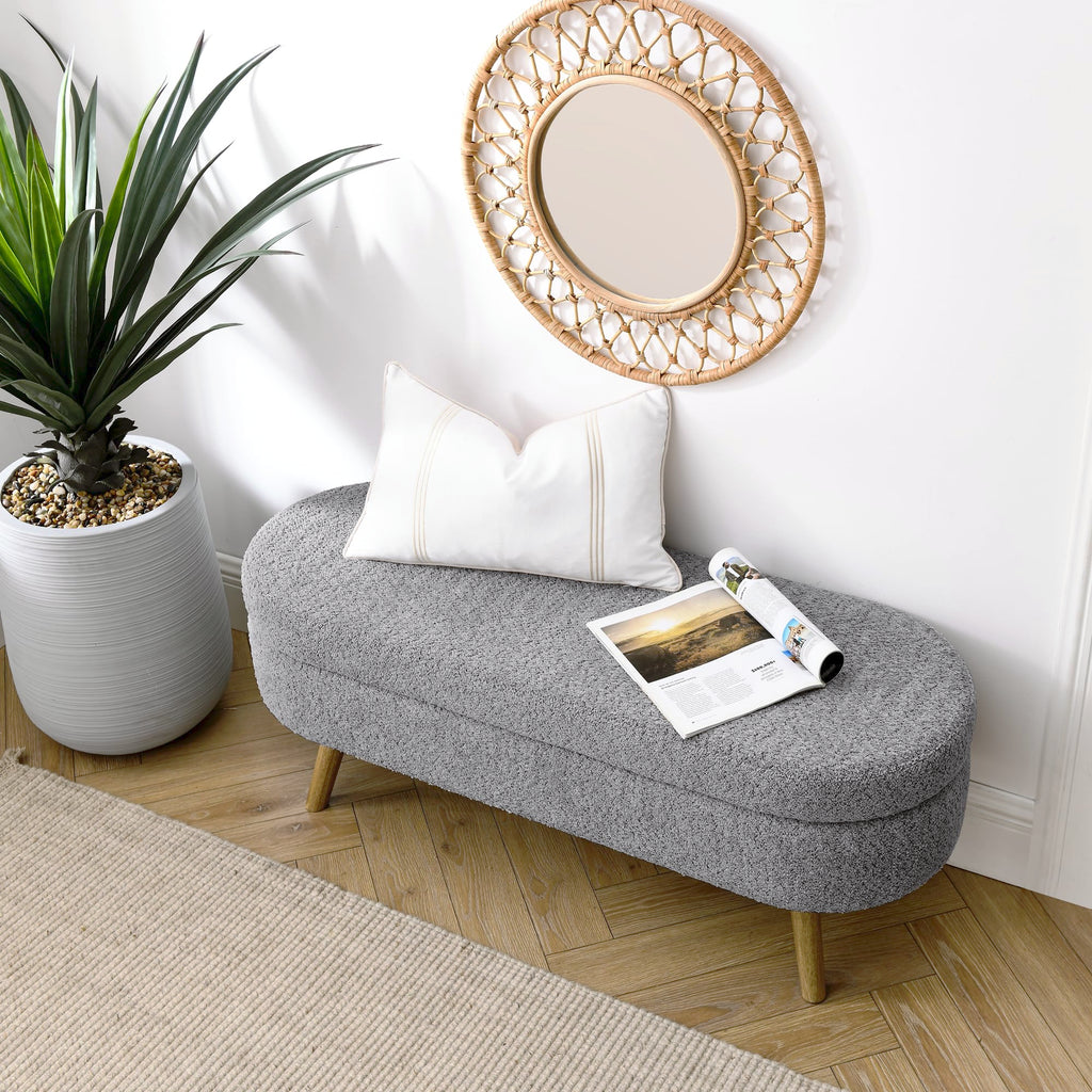 Oval Storage Bench with Rubber Wood Legs P881239