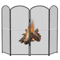 Black 4 Panel Metal Foldable Fireplace Screen M2261