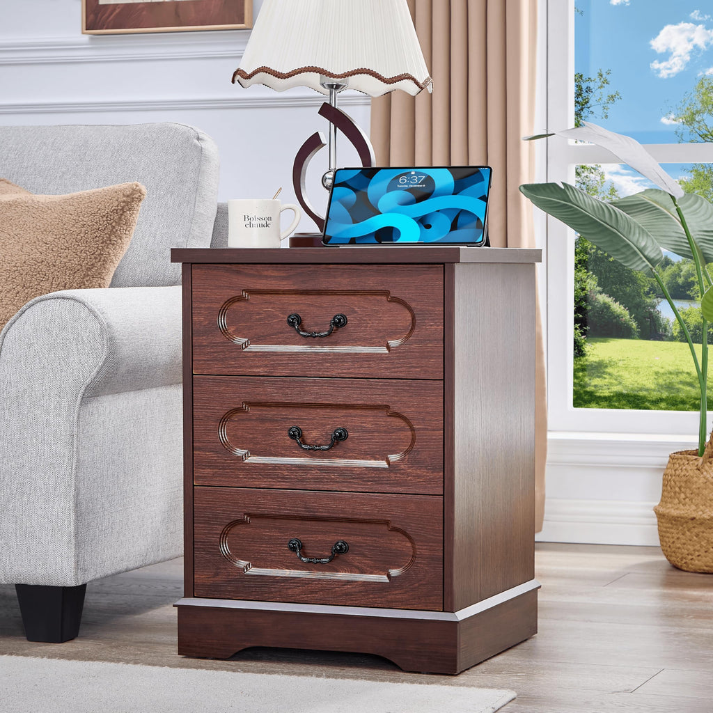 Cherry 3 Drawer Dresser with Charging Station L62431